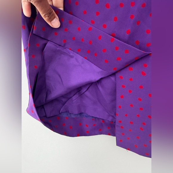 Dana Bachman pleated pencil skirt w/back slit purple/red polka dots size 6 - Picture 4 of 4